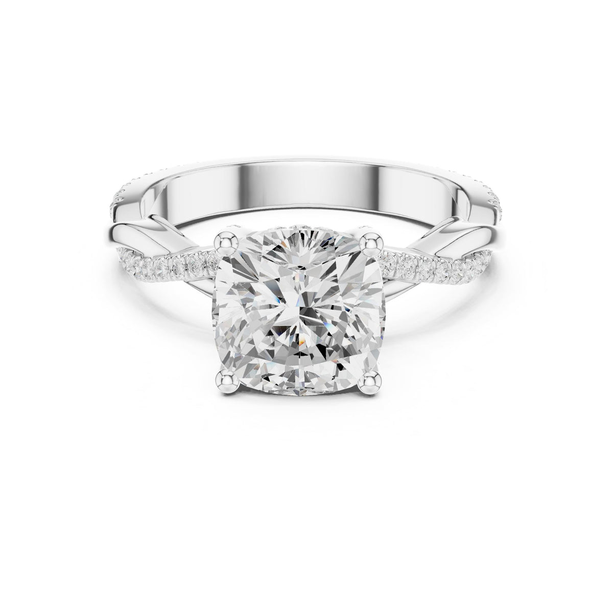 Cushion Hidden Halo Lab Grown Diamond Engagement Ring