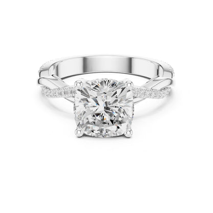Cushion Hidden Halo Lab Grown Diamond Engagement Ring