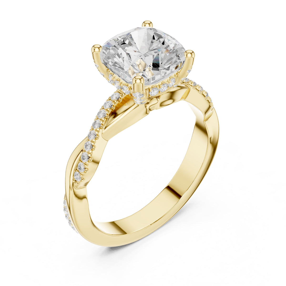 Cushion Hidden Halo Lab Grown Diamond Engagement Ring