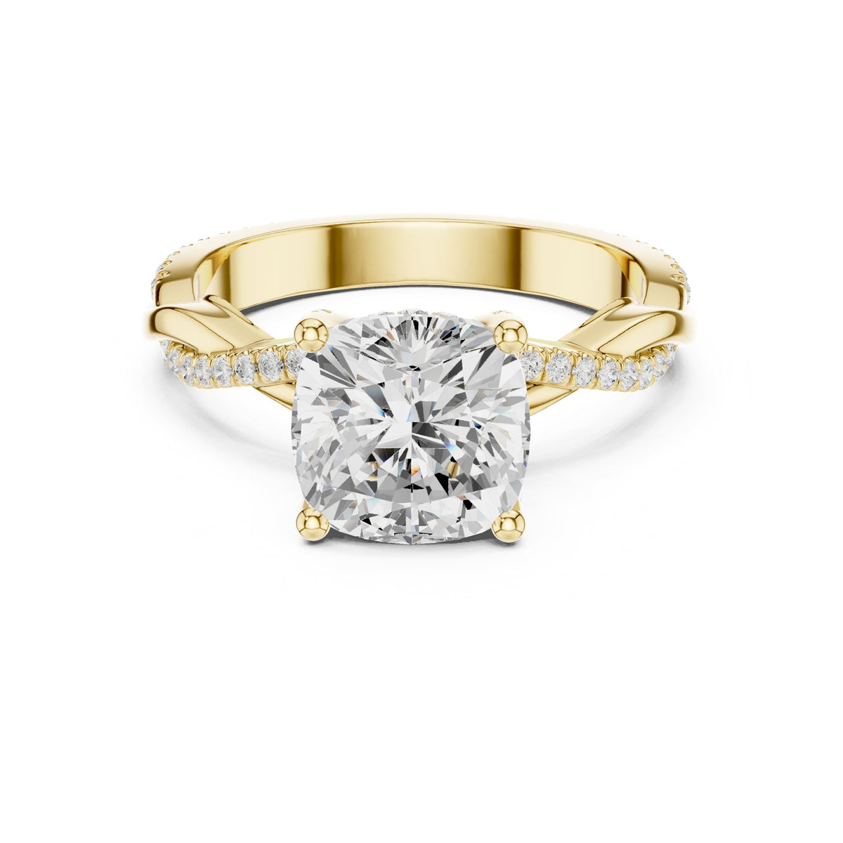 Cushion Hidden Halo Lab Grown Diamond Engagement Ring