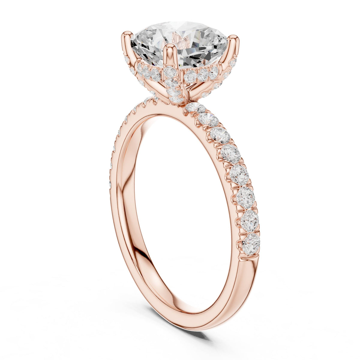 Cushion Hidden Halo Lab Grown Diamond Engagement Ring