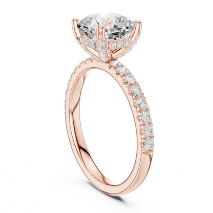 Cushion Hidden Halo Lab Grown Diamond Engagement Ring