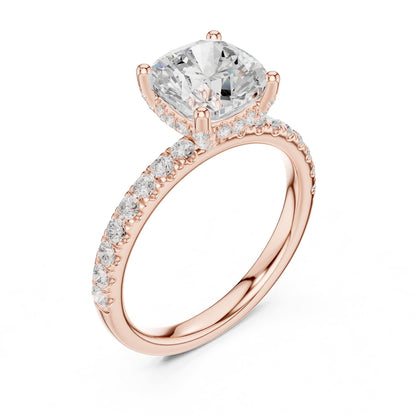 Cushion Hidden Halo Lab Grown Diamond Engagement Ring
