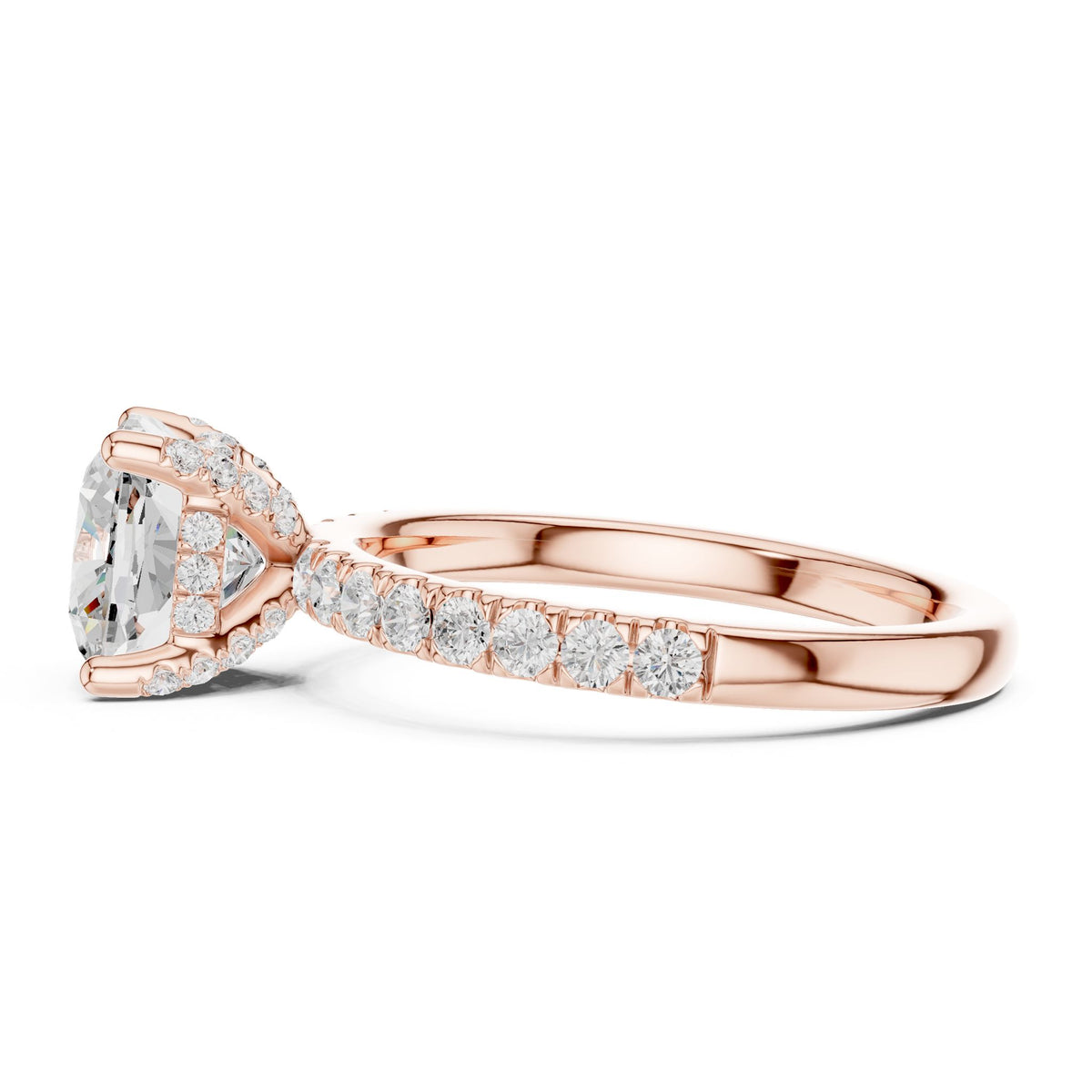 Cushion Hidden Halo Lab Grown Diamond Engagement Ring