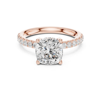 Cushion Hidden Halo Lab Grown Diamond Engagement Ring