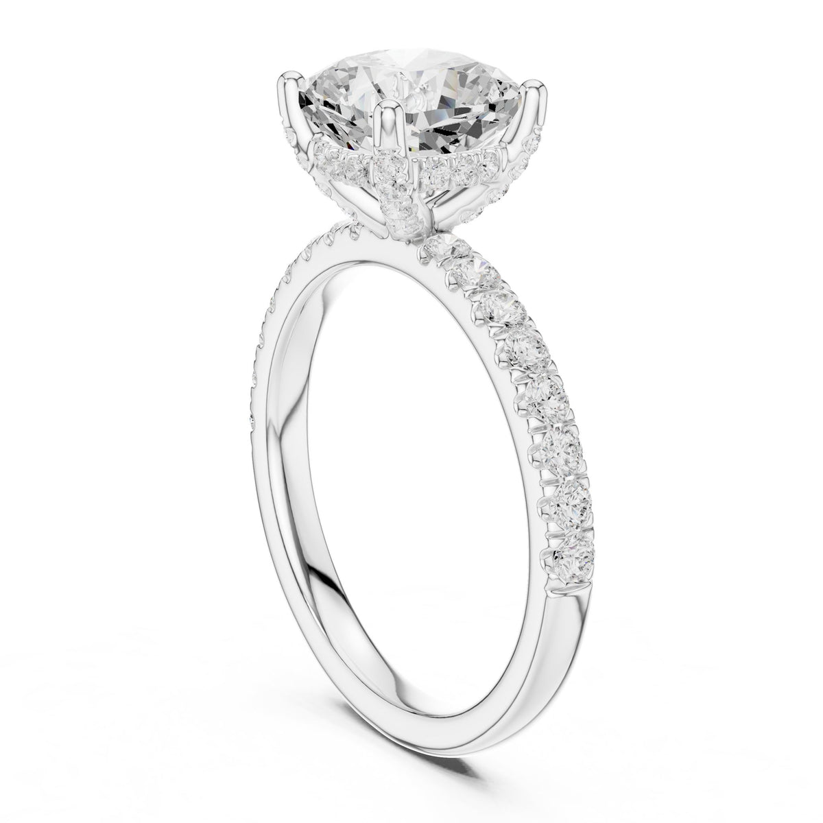 Cushion Hidden Halo Lab Grown Diamond Engagement Ring