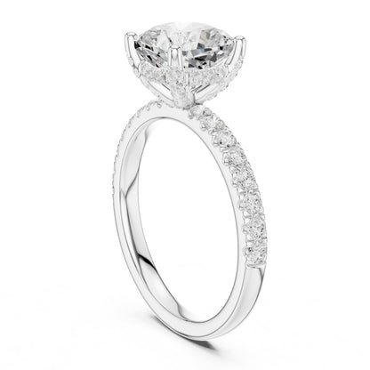 Cushion Hidden Halo Lab Grown Diamond Engagement Ring