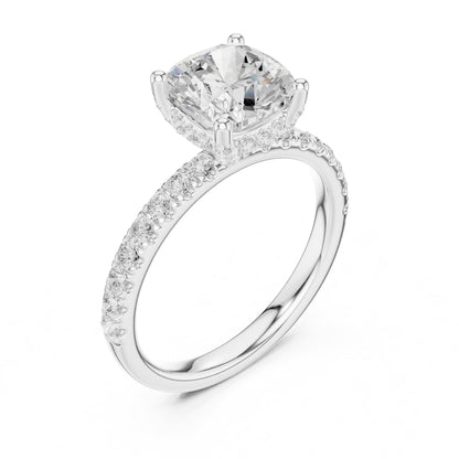 Cushion Hidden Halo Lab Grown Diamond Engagement Ring