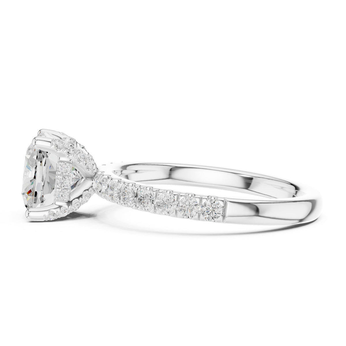 Cushion Hidden Halo Lab Grown Diamond Engagement Ring