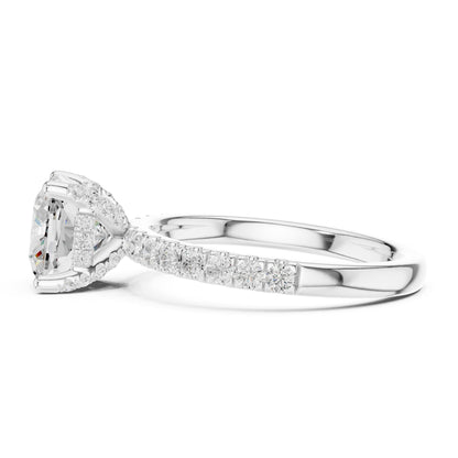 Cushion Hidden Halo Lab Grown Diamond Engagement Ring