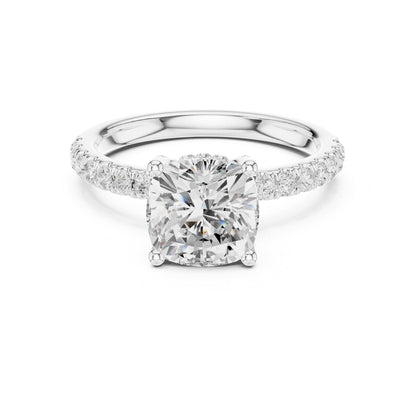 Cushion Hidden Halo Lab Grown Diamond Engagement Ring