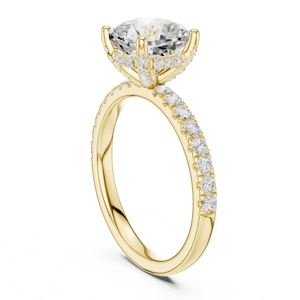 Cushion Hidden Halo Lab Grown Diamond Engagement Ring