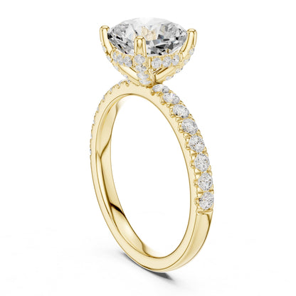 Cushion Hidden Halo Lab Grown Diamond Engagement Ring