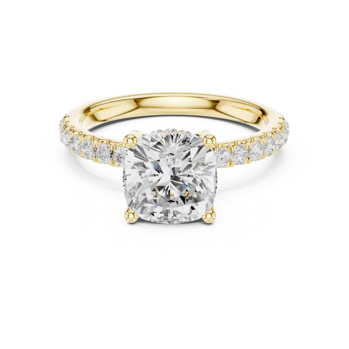 Cushion Hidden Halo Lab Grown Diamond Engagement Ring