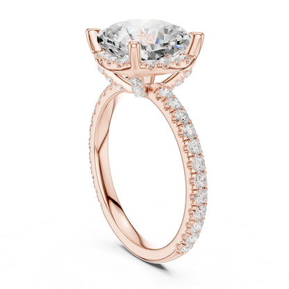 Cushion Hidden Halo Lab Grown Diamond Engagement Ring