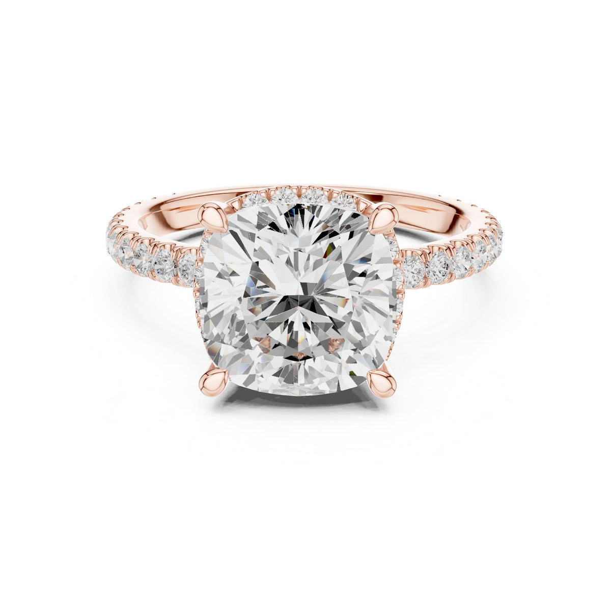 Cushion Hidden Halo Lab Grown Diamond Engagement Ring