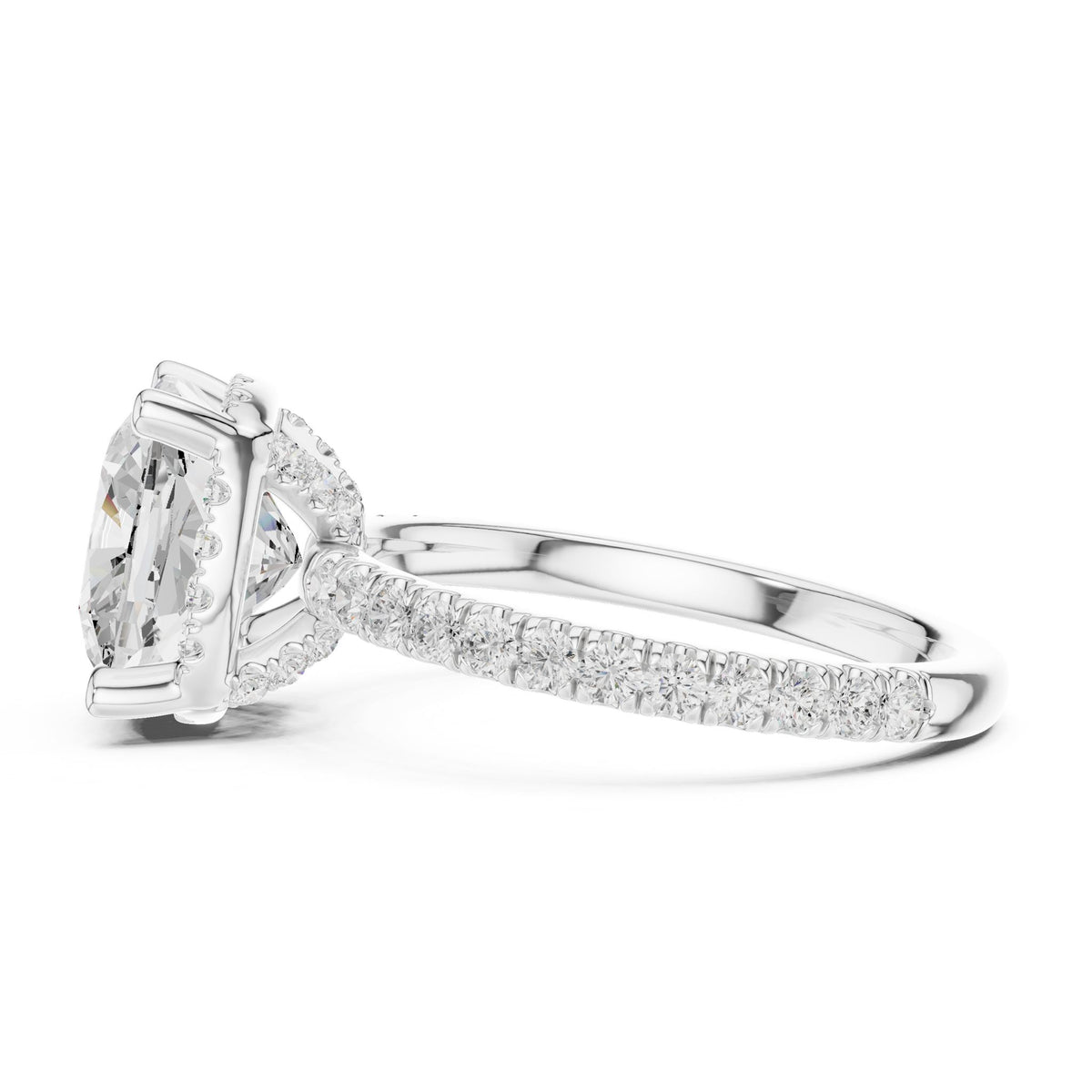 Cushion Hidden Halo Lab Grown Diamond Engagement Ring