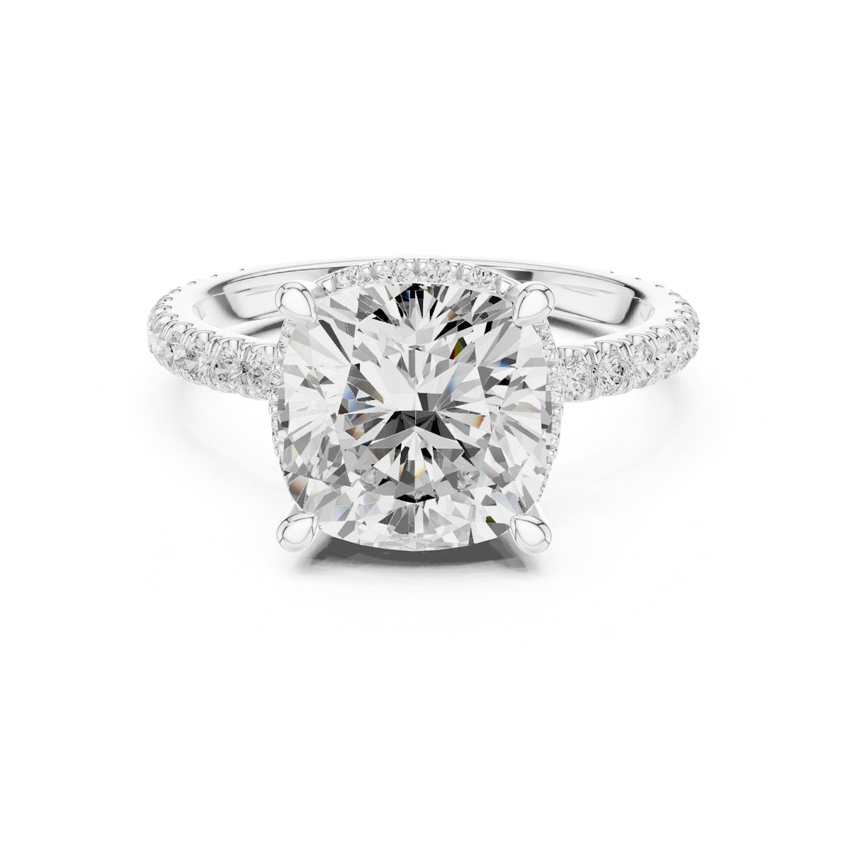 Cushion Hidden Halo Lab Grown Diamond Engagement Ring