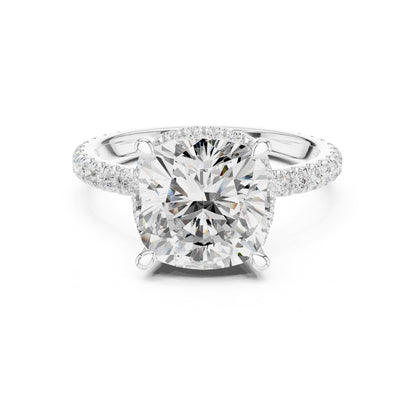 Cushion Hidden Halo Lab Grown Diamond Engagement Ring