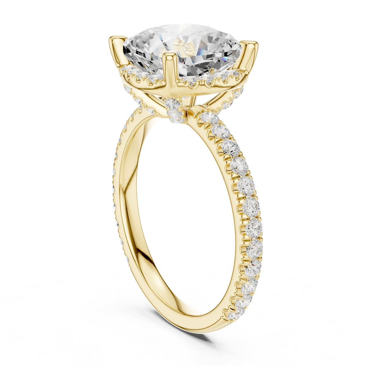 Cushion Hidden Halo Lab Grown Diamond Engagement Ring