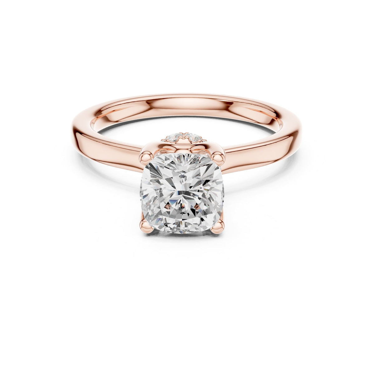 Cushion Hidden Halo Lab Grown Diamond Engagement Ring