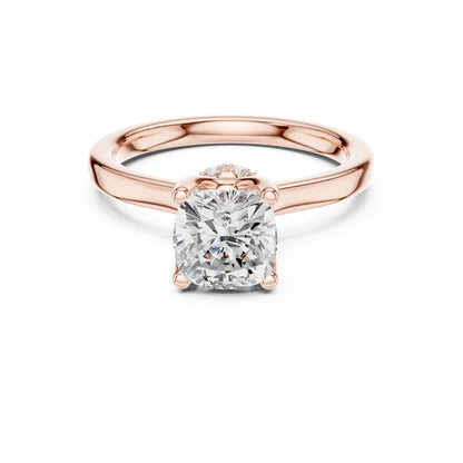 Cushion Hidden Halo Lab Grown Diamond Engagement Ring