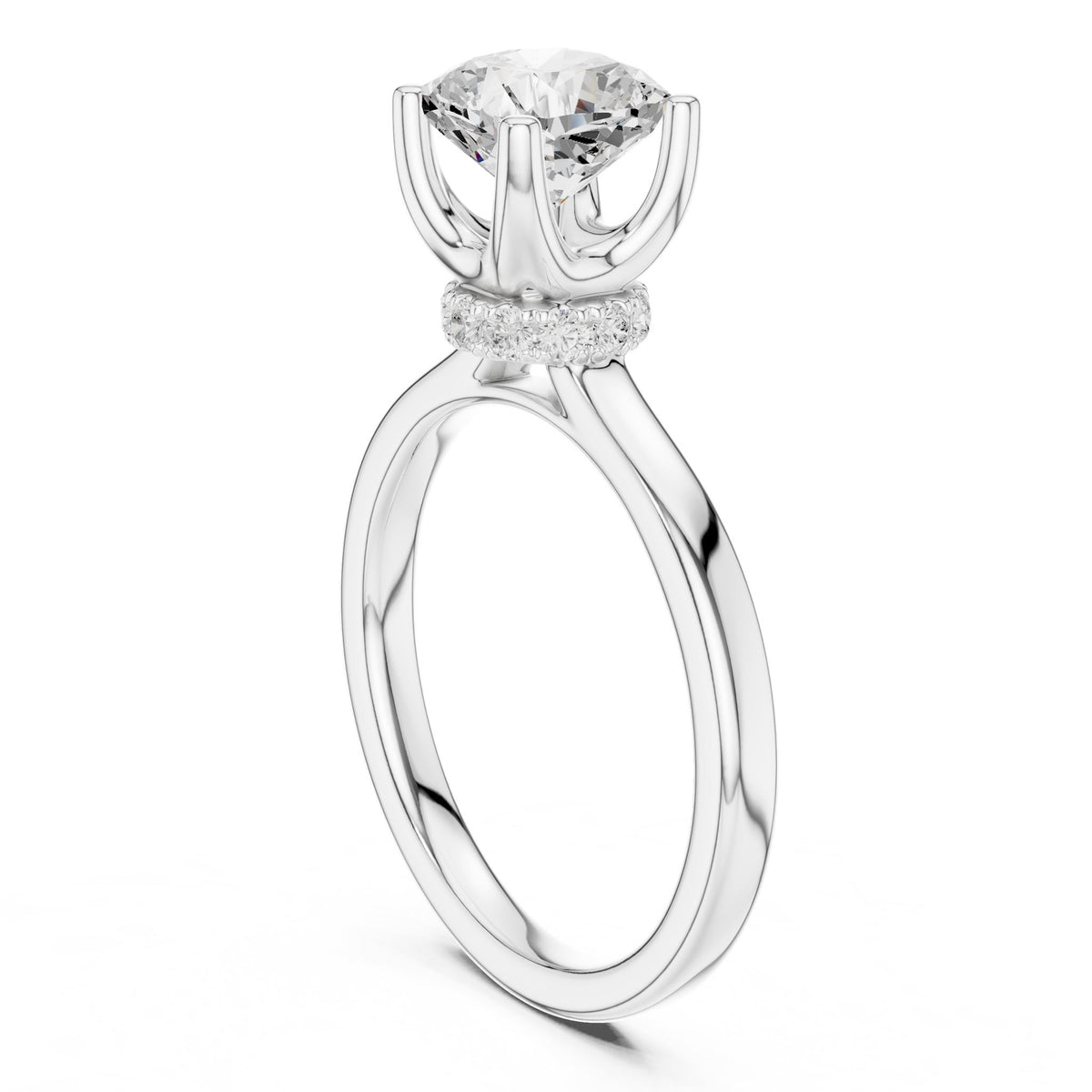 Cushion Hidden Halo Lab Grown Diamond Engagement Ring