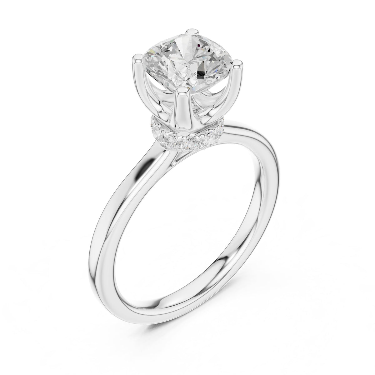 Cushion Hidden Halo Lab Grown Diamond Engagement Ring