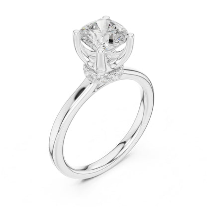 Cushion Hidden Halo Lab Grown Diamond Engagement Ring