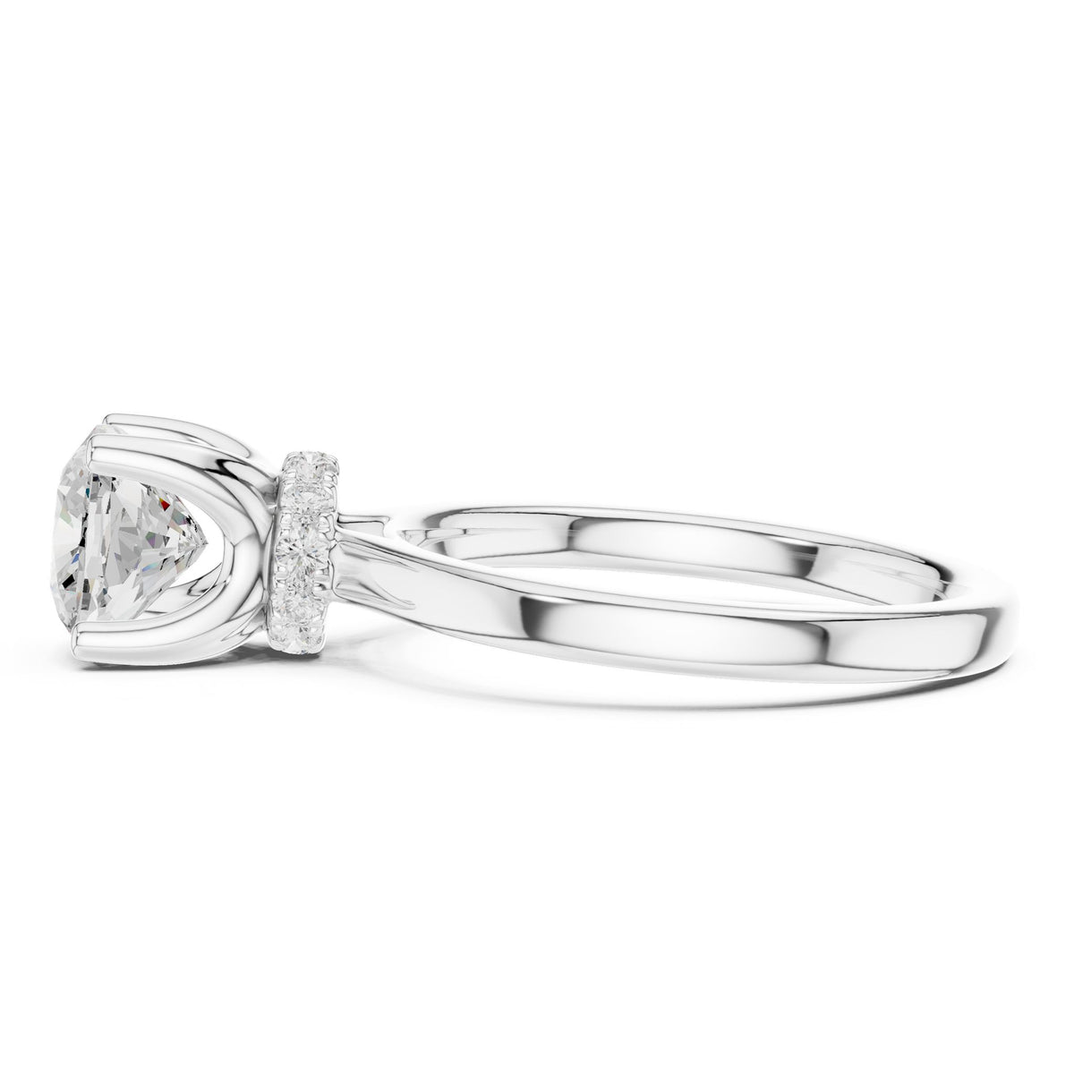 Cushion Hidden Halo Lab Grown Diamond Engagement Ring