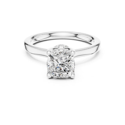 Cushion Hidden Halo Lab Grown Diamond Engagement Ring