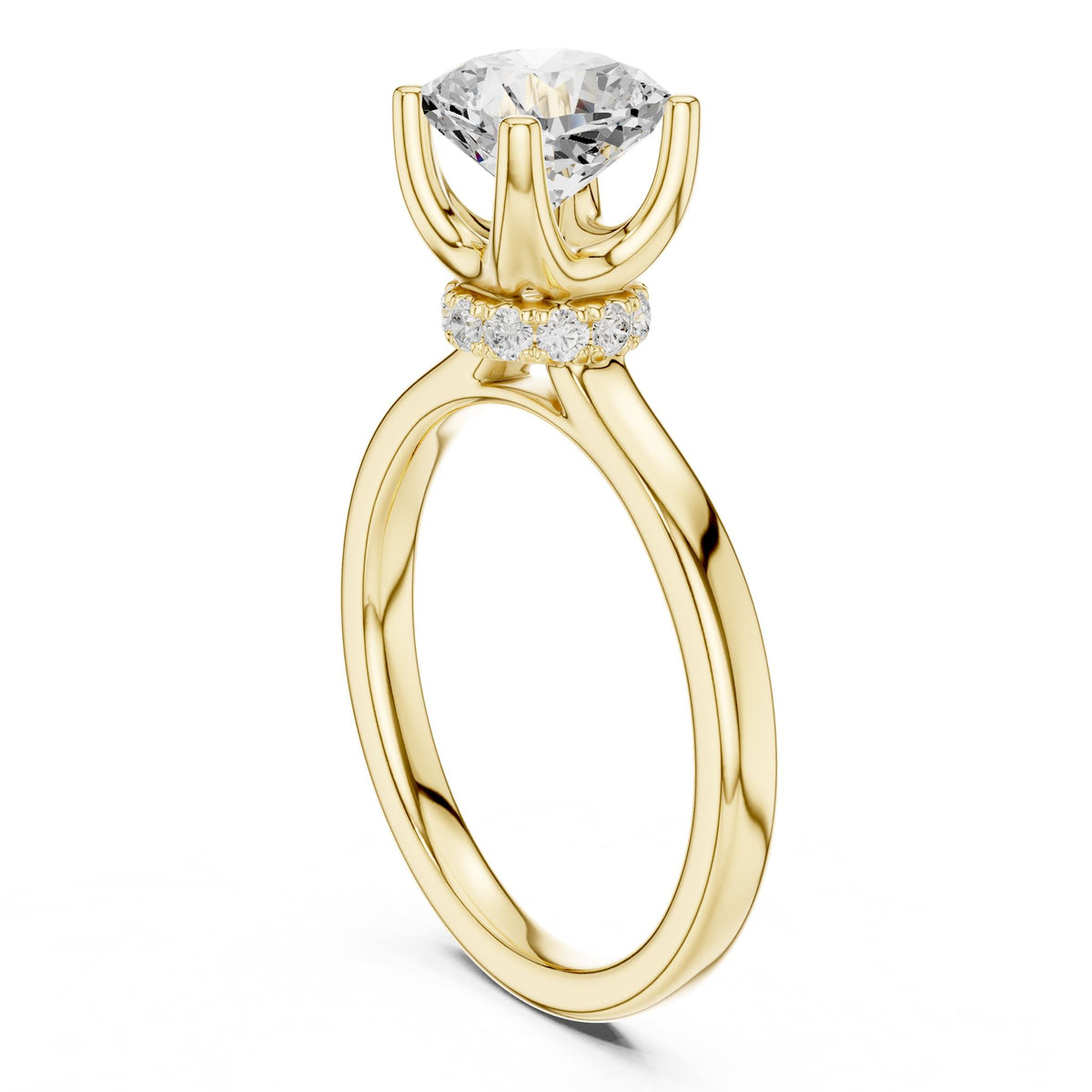 Cushion Hidden Halo Lab Grown Diamond Engagement Ring