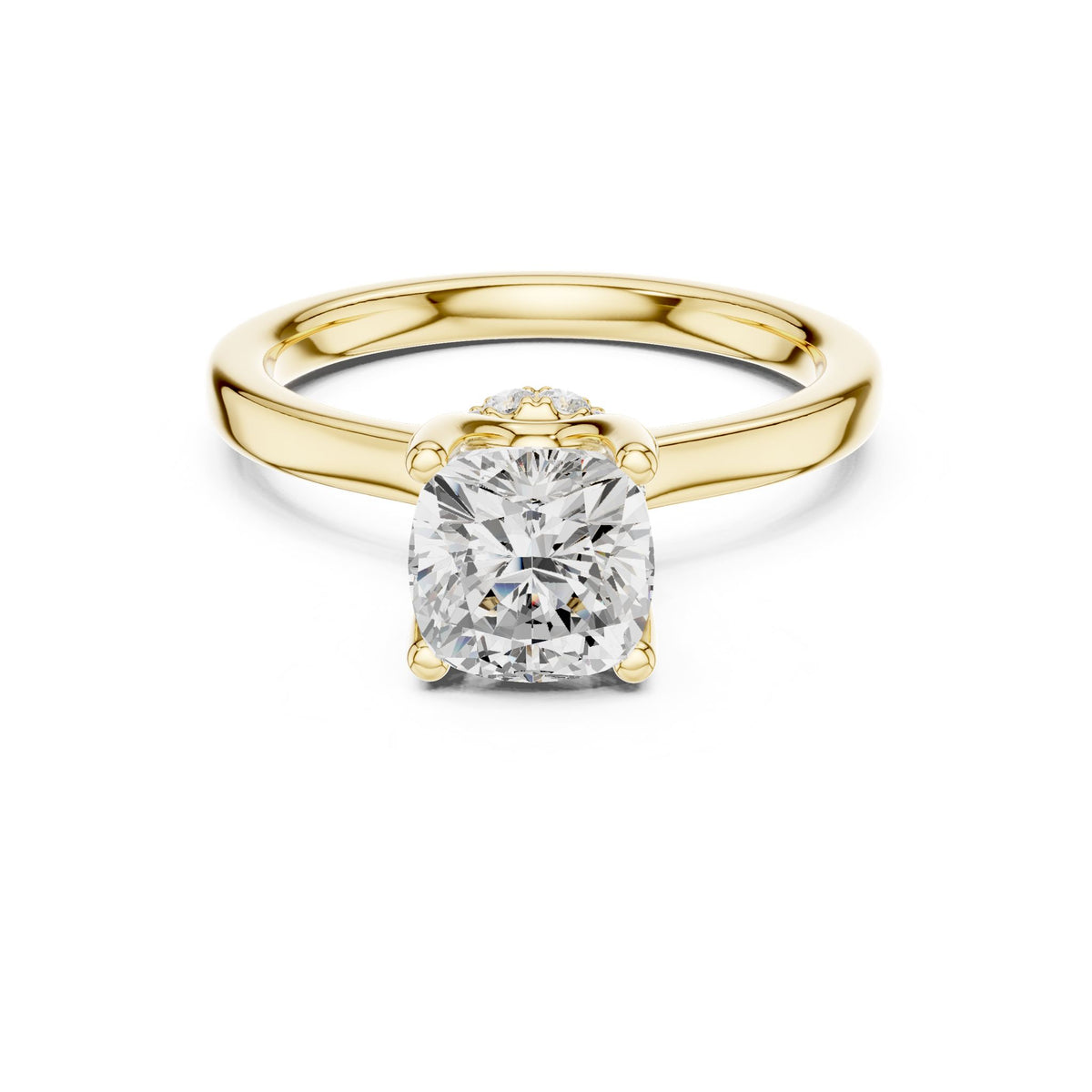 Cushion Hidden Halo Lab Grown Diamond Engagement Ring