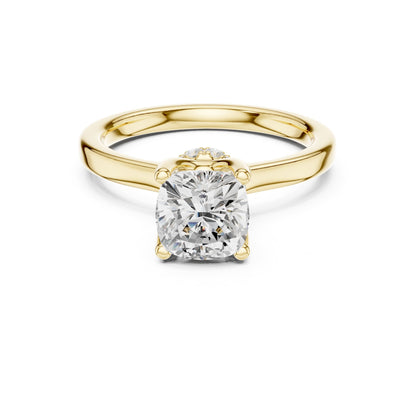 Cushion Hidden Halo Lab Grown Diamond Engagement Ring