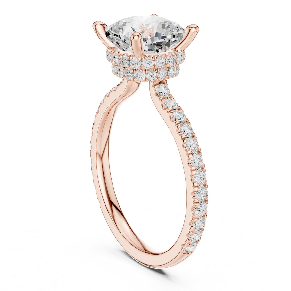 Cushion Hidden Halo Lab Grown Diamond Engagement Ring