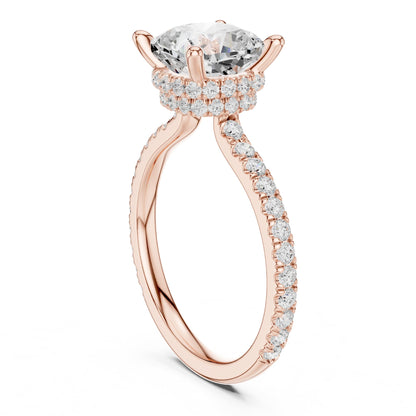 Cushion Hidden Halo Lab Grown Diamond Engagement Ring