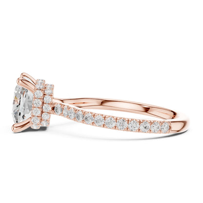 Cushion Hidden Halo Lab Grown Diamond Engagement Ring