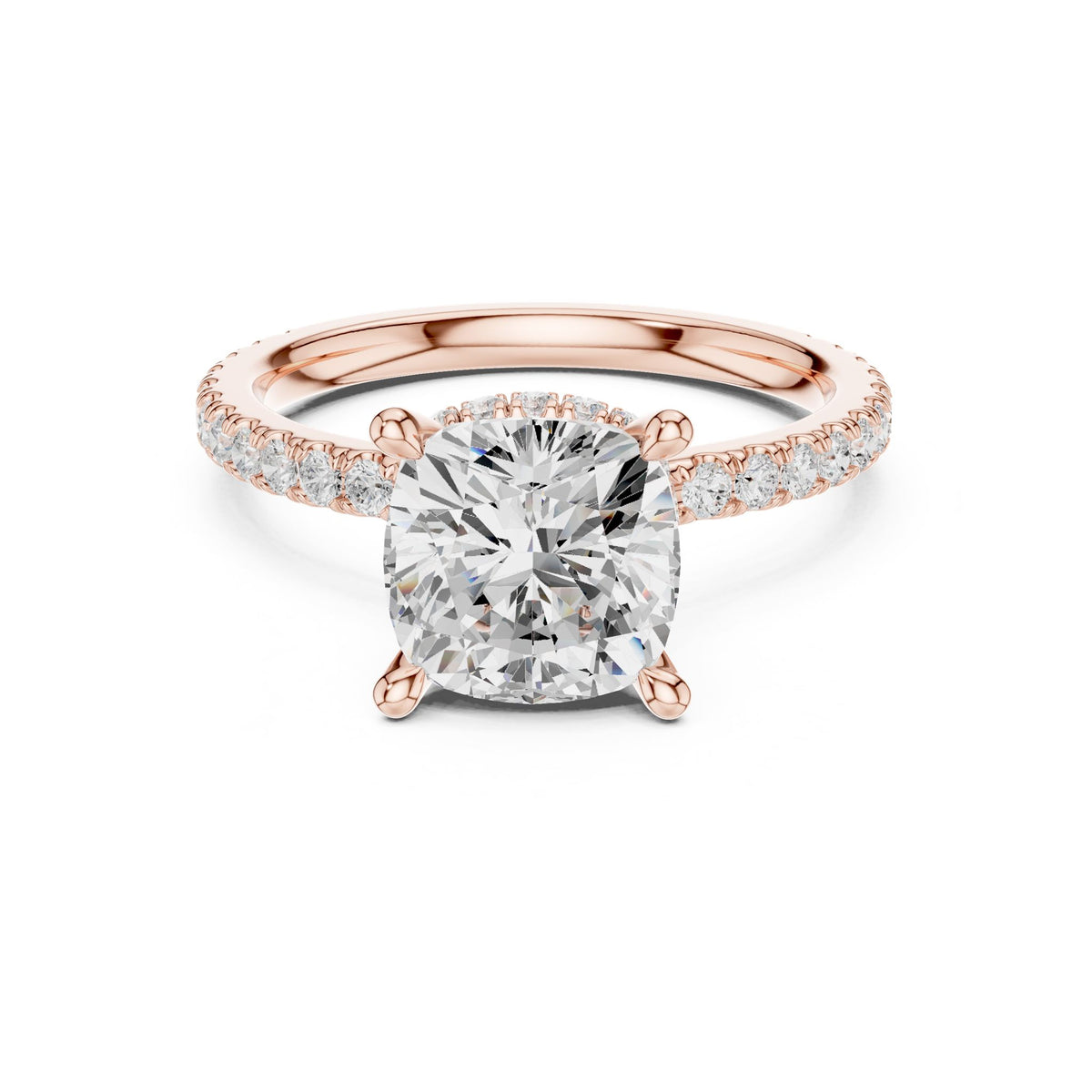 Cushion Hidden Halo Lab Grown Diamond Engagement Ring