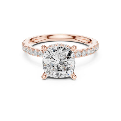 Cushion Hidden Halo Lab Grown Diamond Engagement Ring