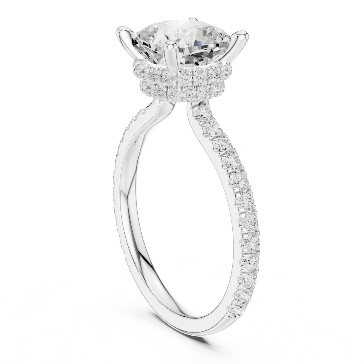 Cushion Hidden Halo Lab Grown Diamond Engagement Ring
