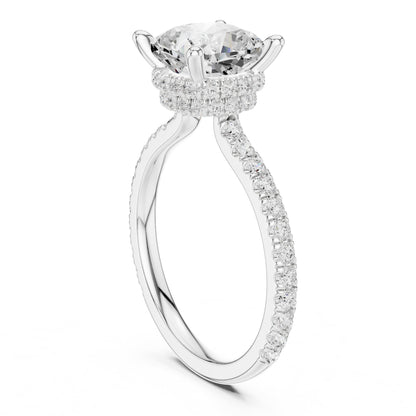Cushion Hidden Halo Lab Grown Diamond Engagement Ring
