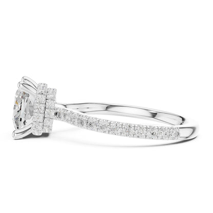 Cushion Hidden Halo Lab Grown Diamond Engagement Ring