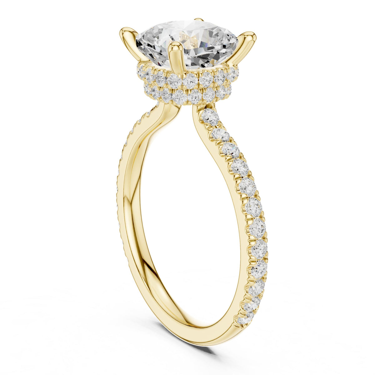 Cushion Hidden Halo Lab Grown Diamond Engagement Ring