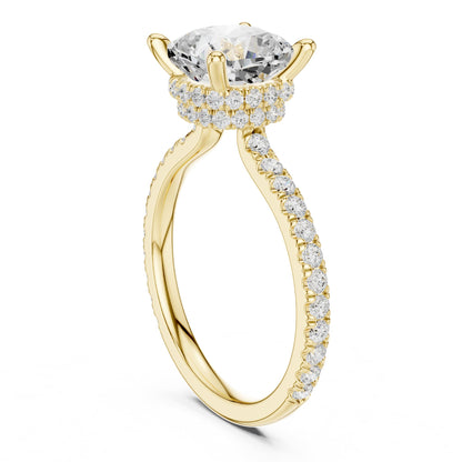 Cushion Hidden Halo Lab Grown Diamond Engagement Ring