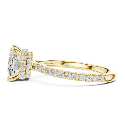 Cushion Hidden Halo Lab Grown Diamond Engagement Ring
