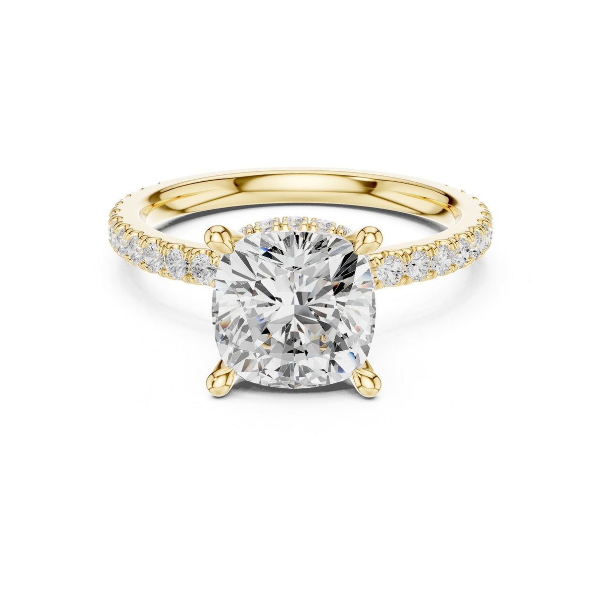 Cushion Hidden Halo Lab Grown Diamond Engagement Ring