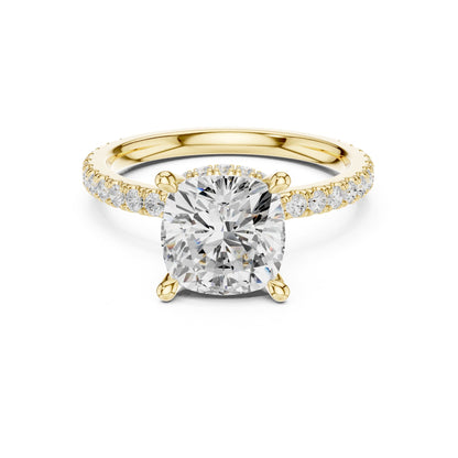 Cushion Hidden Halo Lab Grown Diamond Engagement Ring