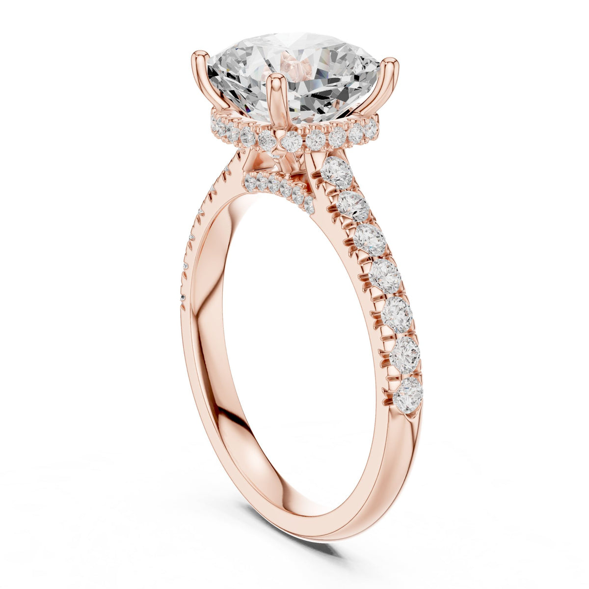 Cushion Hidden Halo Lab Grown Diamond Engagement Ring