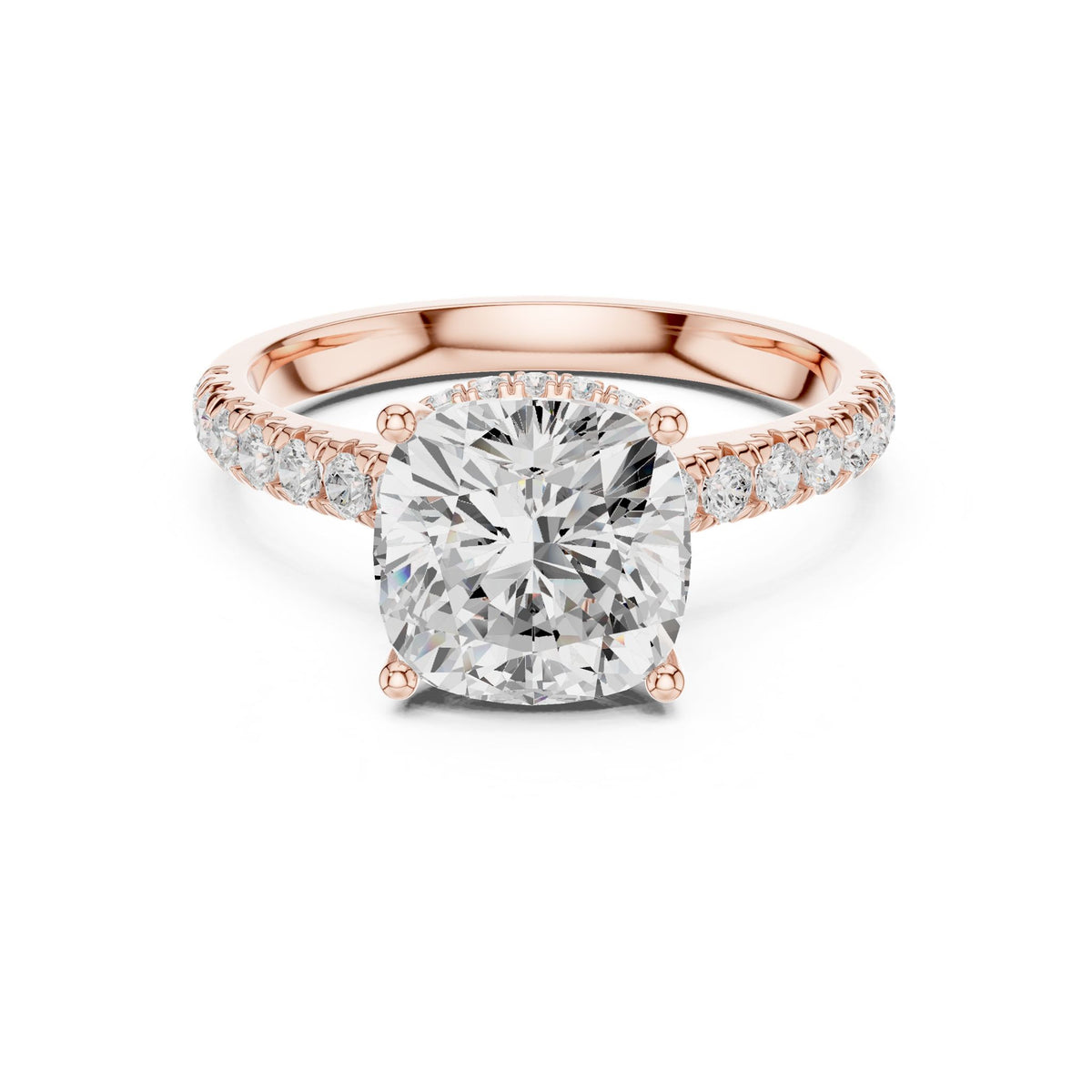 Cushion Hidden Halo Lab Grown Diamond Engagement Ring