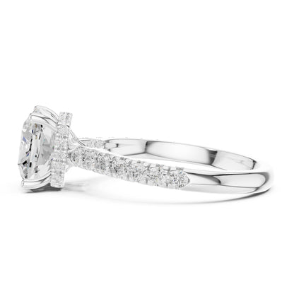 Cushion Hidden Halo Lab Grown Diamond Engagement Ring
